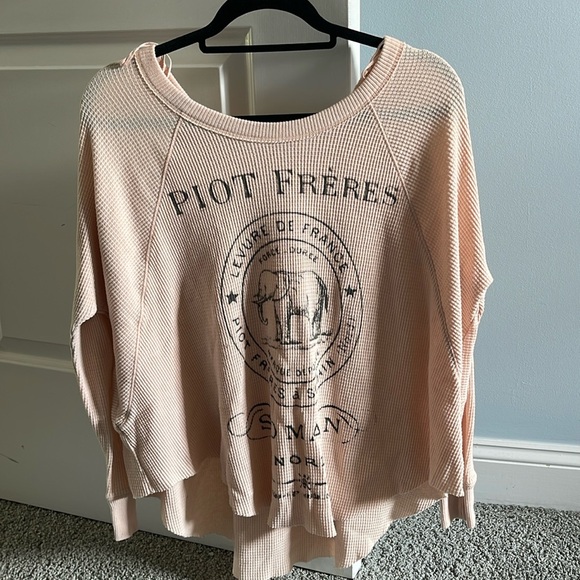 We the free pink elephant waffle long sleeve - Picture 1 of 4